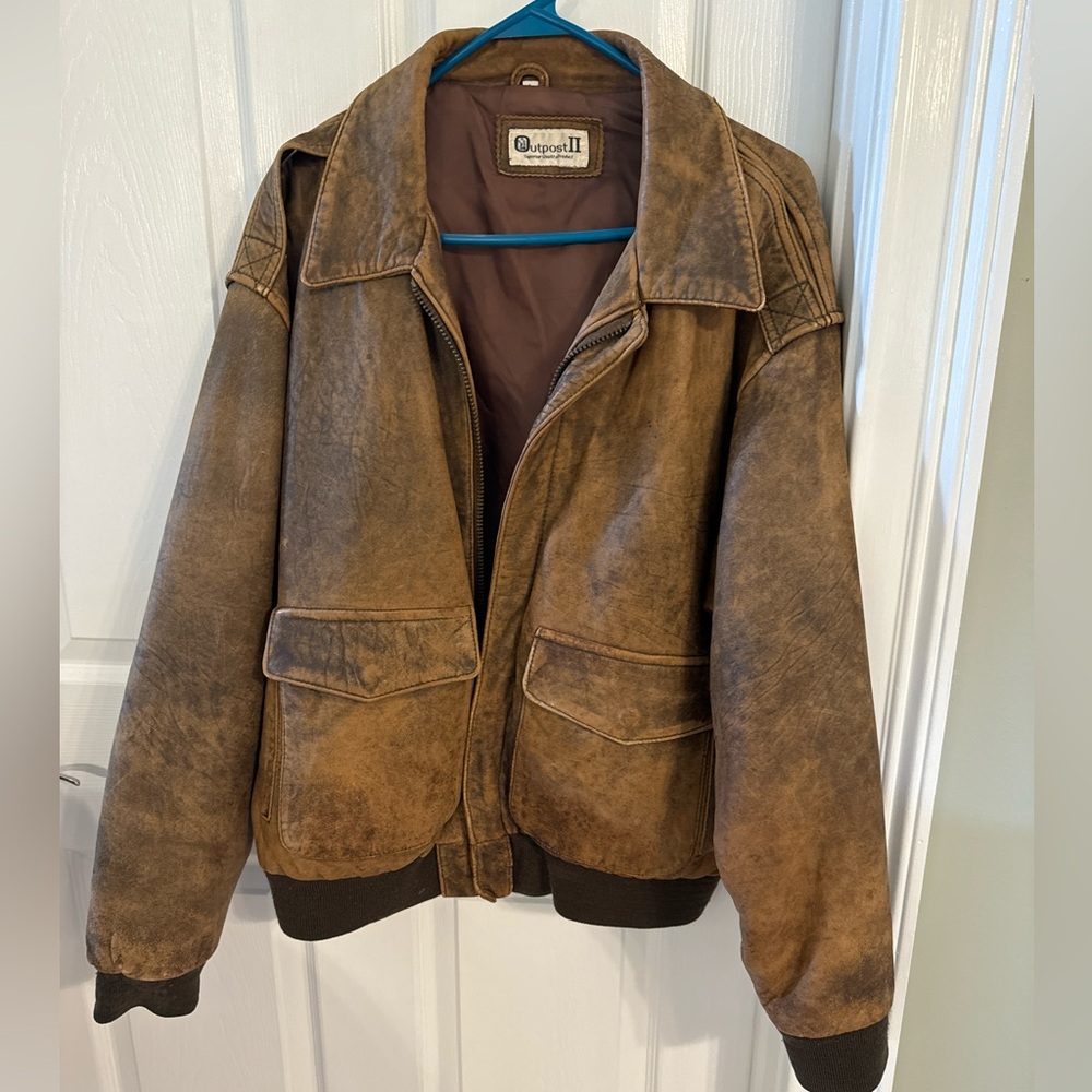 Outpost II vintage Leather Bomber Jacket, Men’s Large